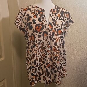 Calvin Klein Animal Print Blouse - Black, Brown, Cream (T-27)
